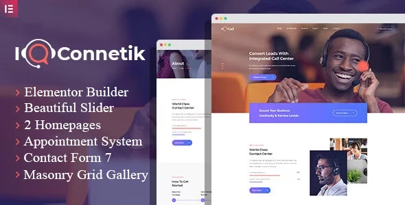 IQconnetik – Modern Call Center WordPress theme