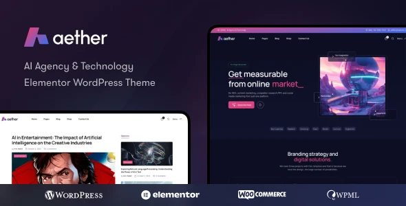 Aether – AI Agency & Technology WordPress Theme